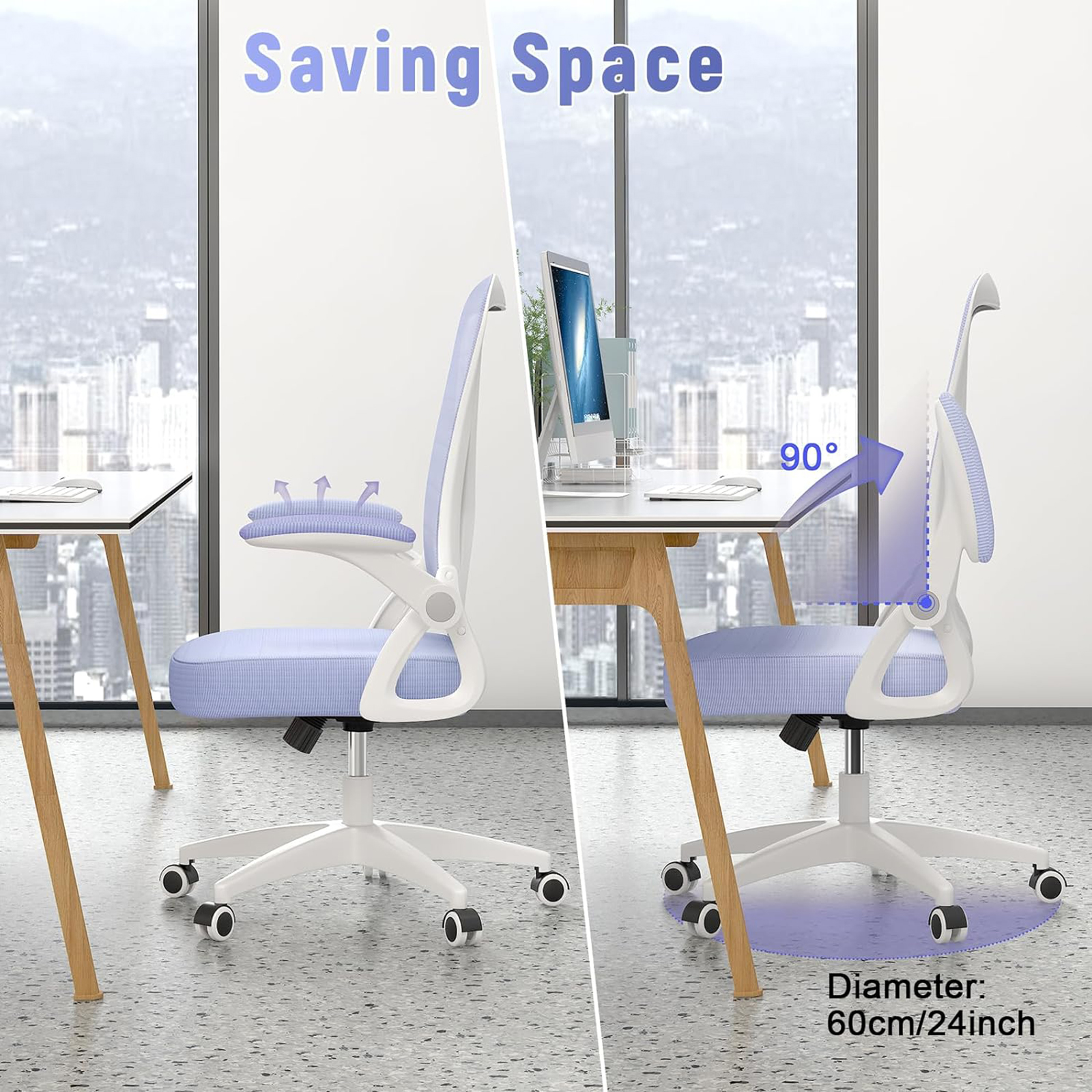 Chaise de Bureau Ergonomique avec Accoudoir Rabattable, Support Lombaire, Réglable, de Jeu à Domicile, Recommandé