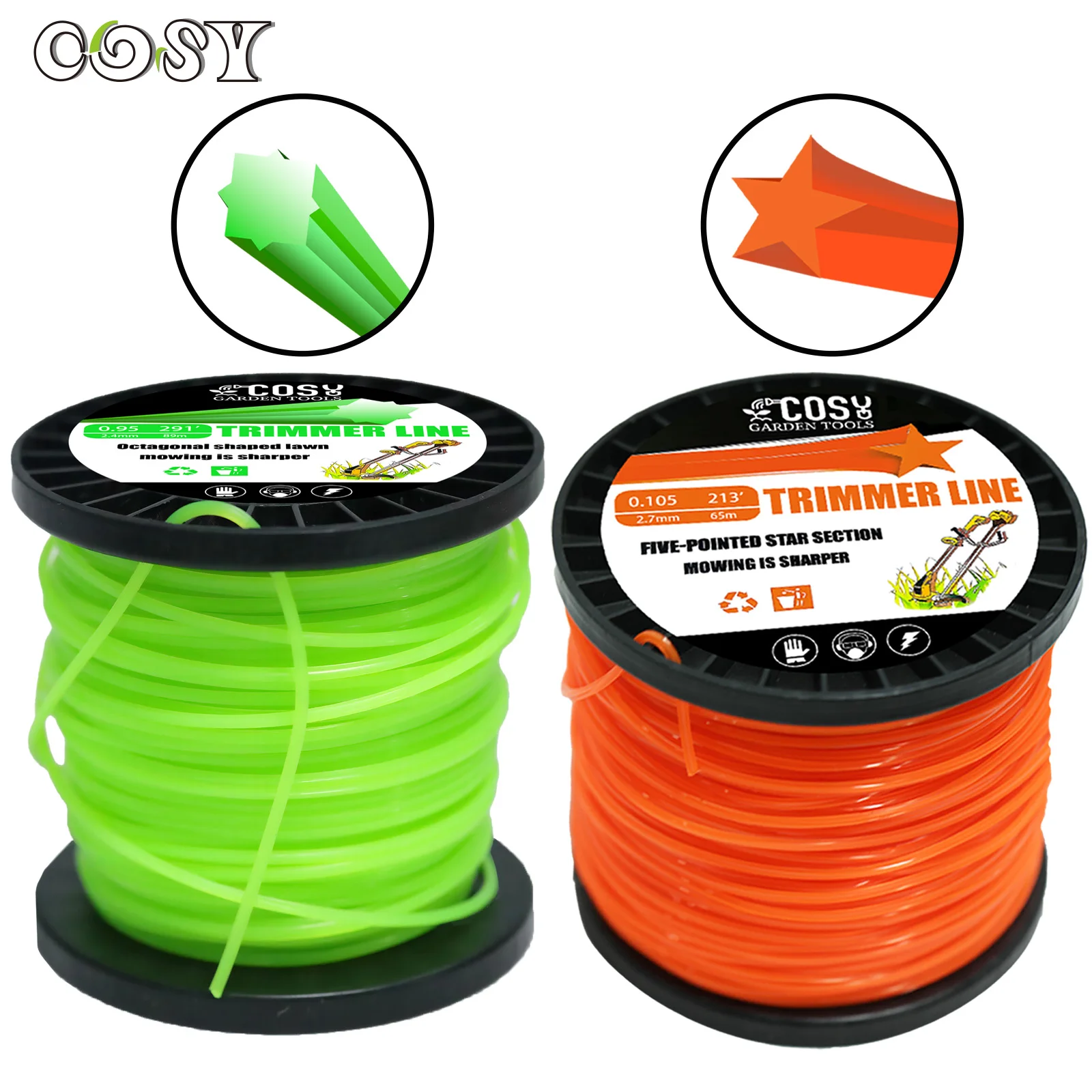 COSY 1LB Nylon Octagonal shape Mowing Trimmer Line Trimmer Head String for Grass Trimmer Roll Grass Rope Line Brushcutter Wires