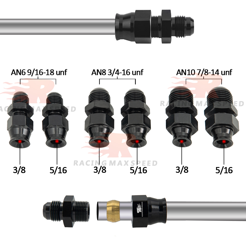 アルミストレート AN6/8/10 オス 5/16 "AN6 オス 3/8" チューブホース継手アダプタ燃料ハードラインパイプ黒アルマイト