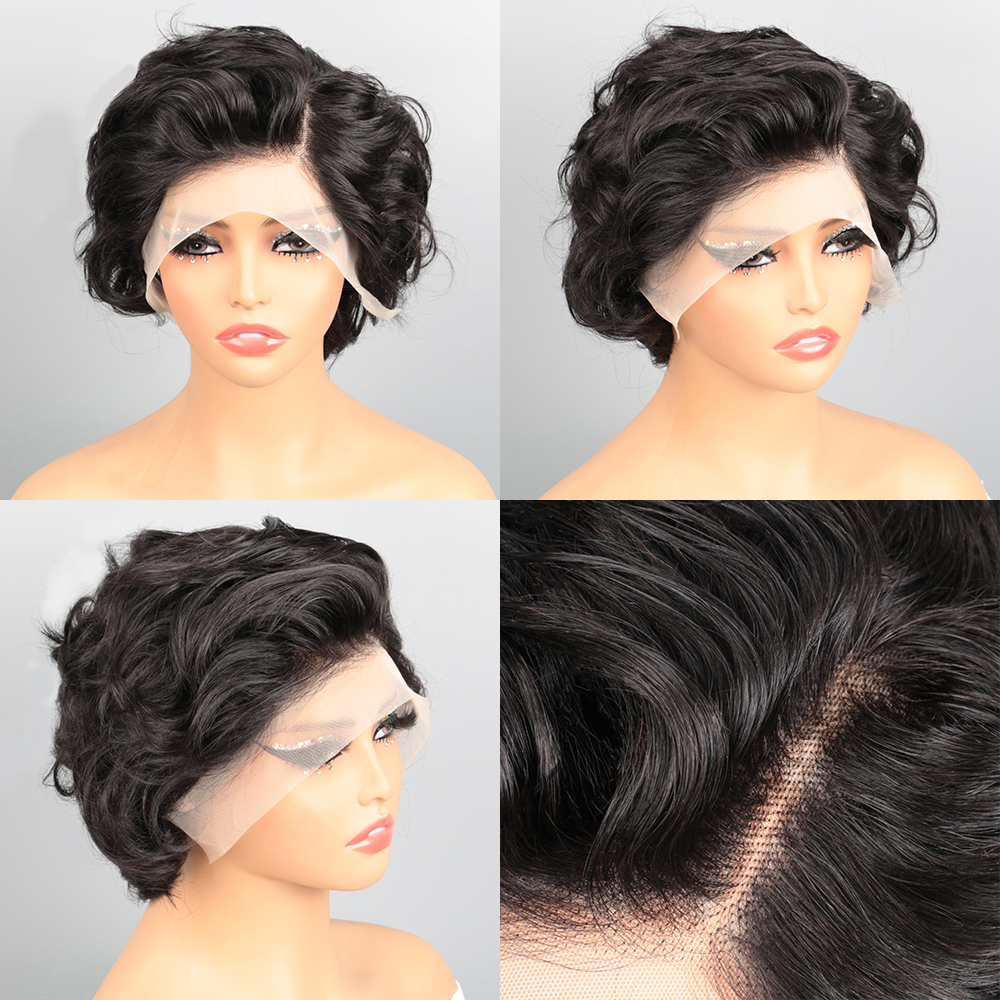 Parrucca Pixie Cut Capelli umani Straight13X4 HD Parrucche anteriori in pizzo Indossare e Go Parrucche senza colla Parrucche naturali ricce corte per capelli umani per donna