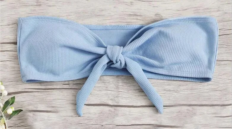 女性のセクシーなチューブトップボウスプリットビキニ水着水泳パンツ水着女性のための Biquini Traje De Bano パンツビキニ Badeanzug