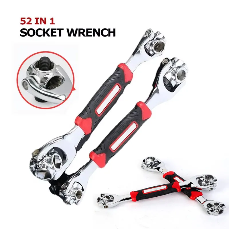 1PCS 52 in 1 Werkzeuge Sockel Funktioniert Motorrad Ratsche Spline Schrauben Hülse Rotation Hand Werkzeuge 360 Grad Mehrzweck Tiger schlüssel