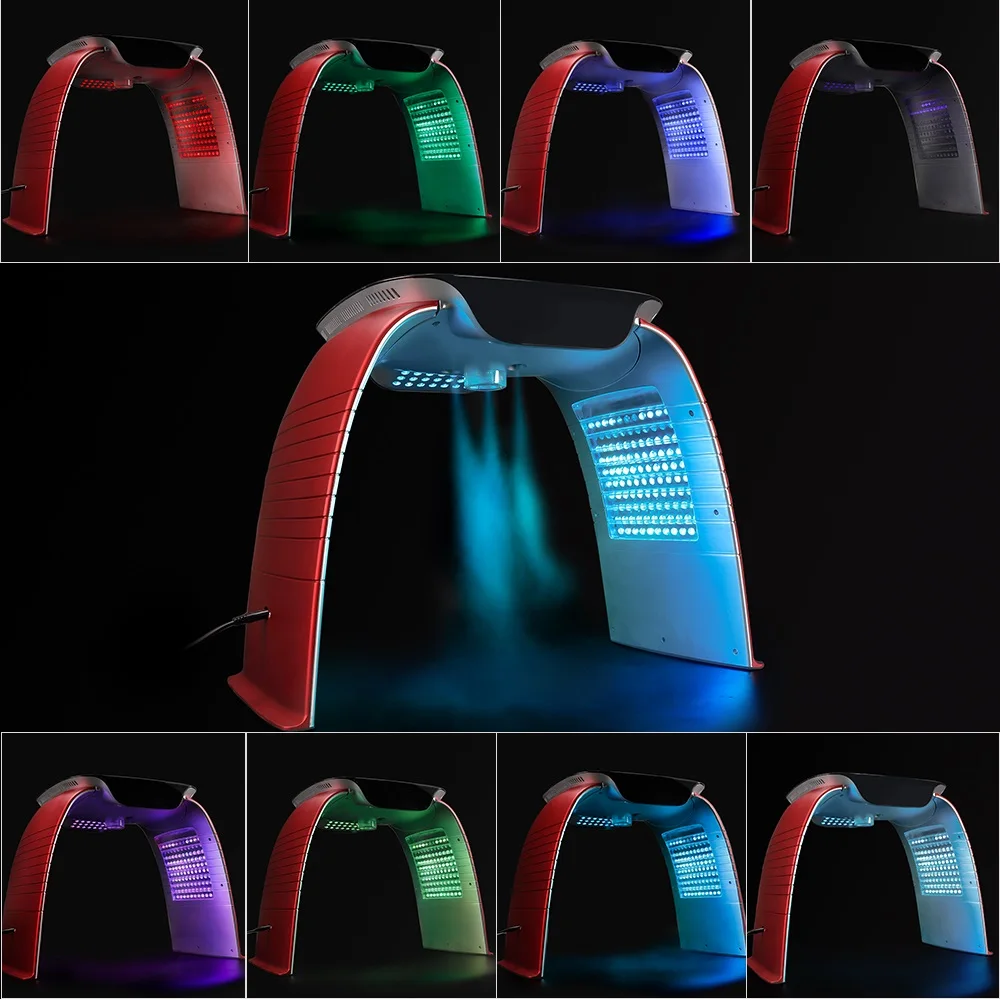 4-IN-1 LED Photon Machine Salon 8 LED Colors Mask Cold Nano Spray Moisturizing Hot Compress UV Light Absorb Ca+ SkinRejuvenation