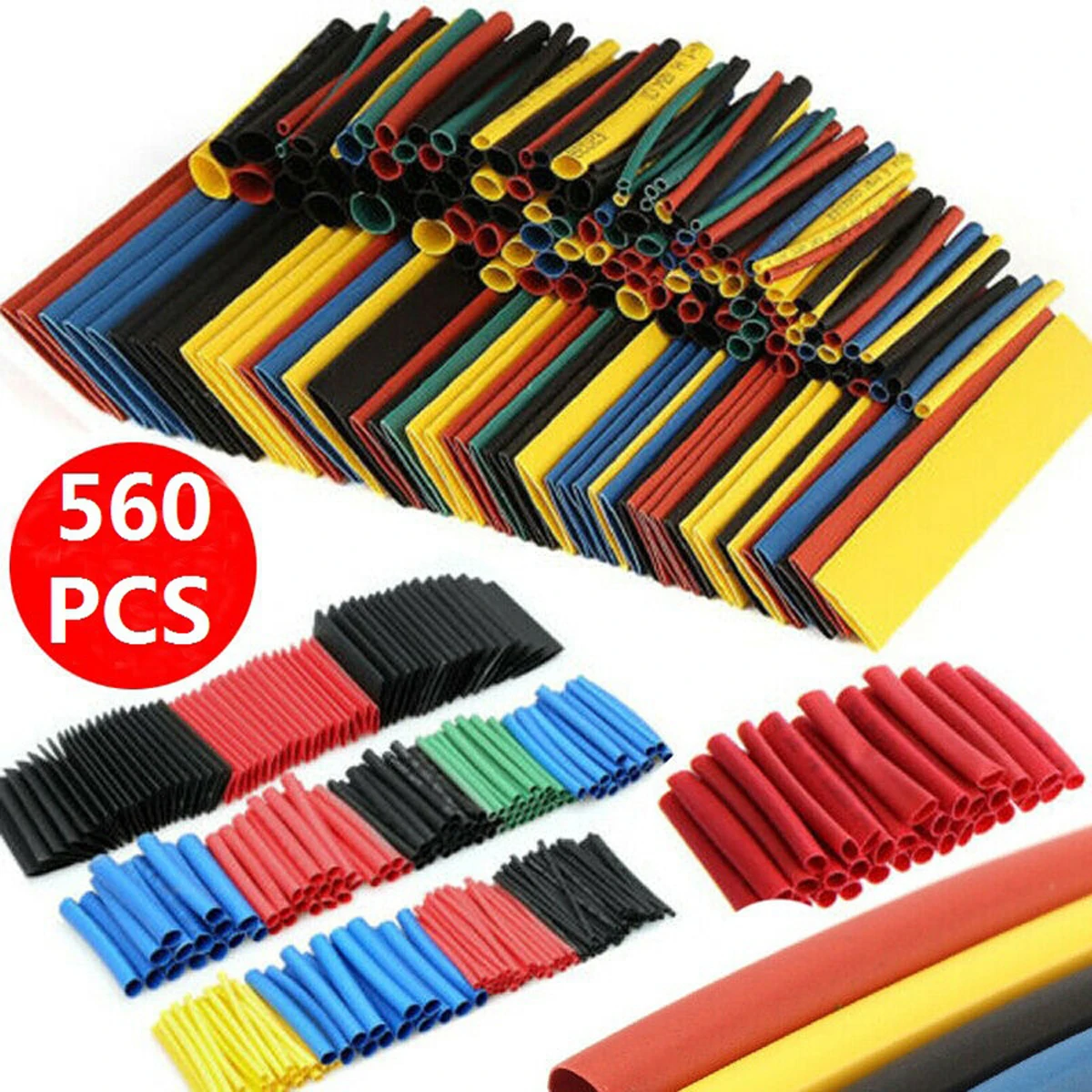 530/560/580/800PCS Heat Shrink Tubing 2:1 Electrical Wire Cable Wrap Assortment Electric Insulation Heat Shrink Tube Kit