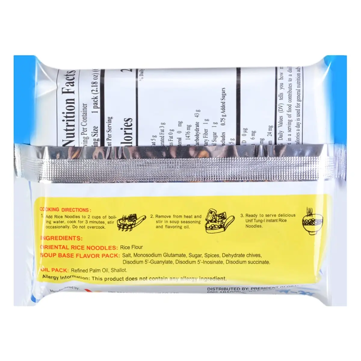 [12Packs] Unif Tung-I Chinese Onion Flavor Instant Rice Noodles, 2.18oz*12Packs
