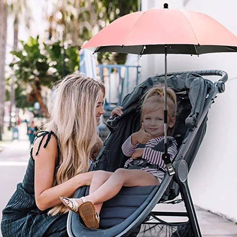 Proteção UV Baby Stroller Umbrella com braçadeira, Protetor solar universal, Capa impermeável, Acessórios