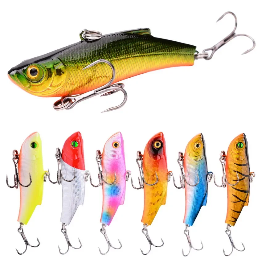 1 Cái 7 Cm/18G Mùa Đông Cứng Biển Mồi Dụ Cá VIB 3D Mồi Mắt Xoay Lặn Jig cánh Wobbler Pesca Quay Mồi Swimbait