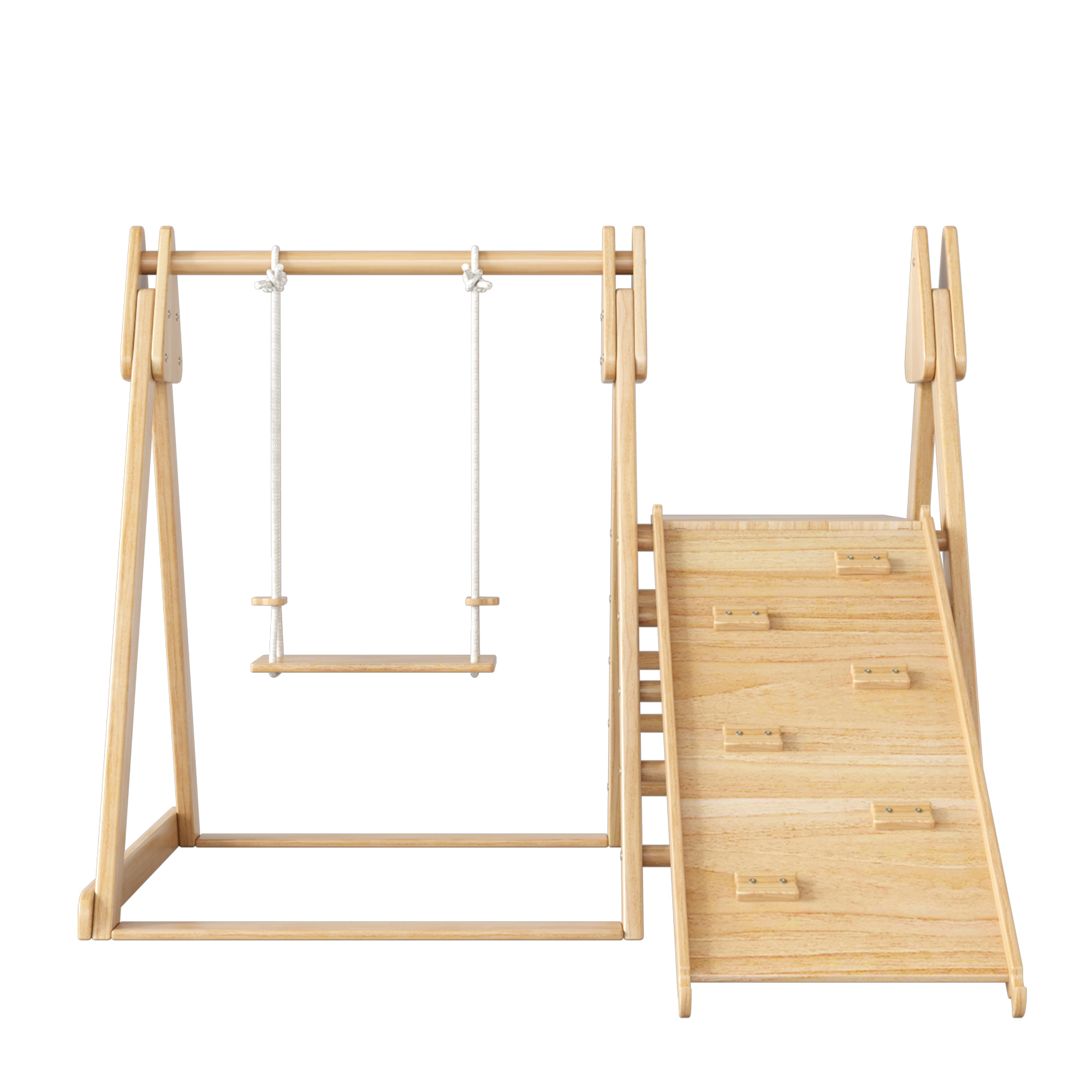 Slide and swing for children, wooden toys for children Made of solid pine, plywood 3 in 1 children's toy with climbing scaffold
