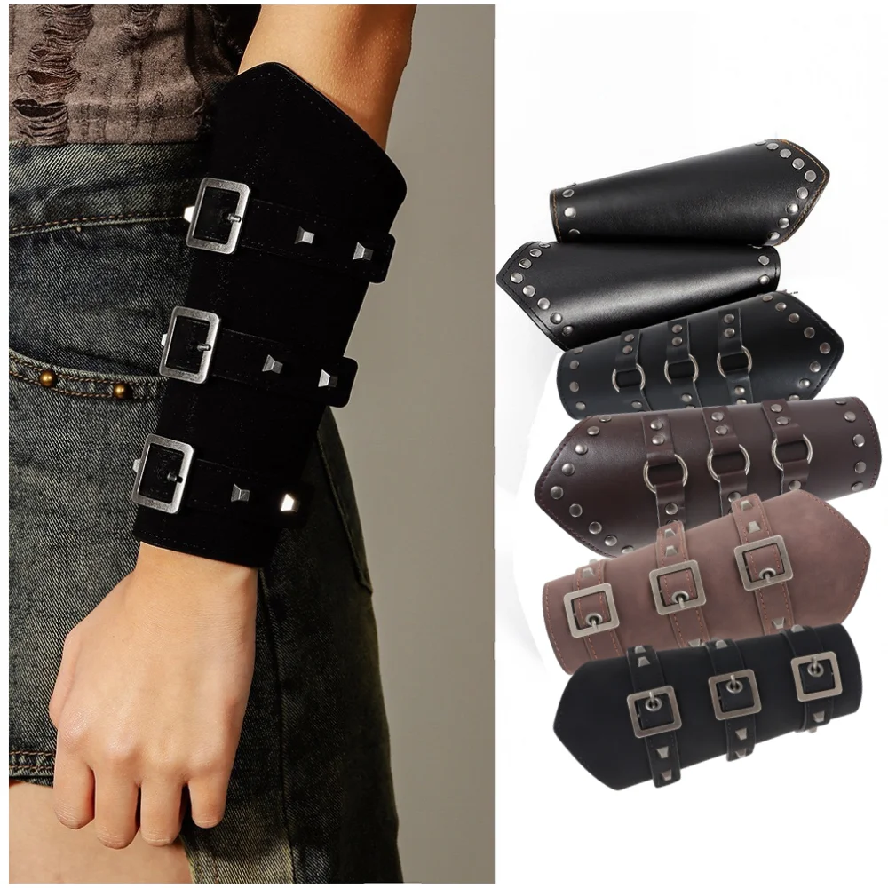 Scaldamuscoli cosplay da uomo medievale con lacci Accessori regolabili per braccialetti con guanto da cavaliere pirata vintage