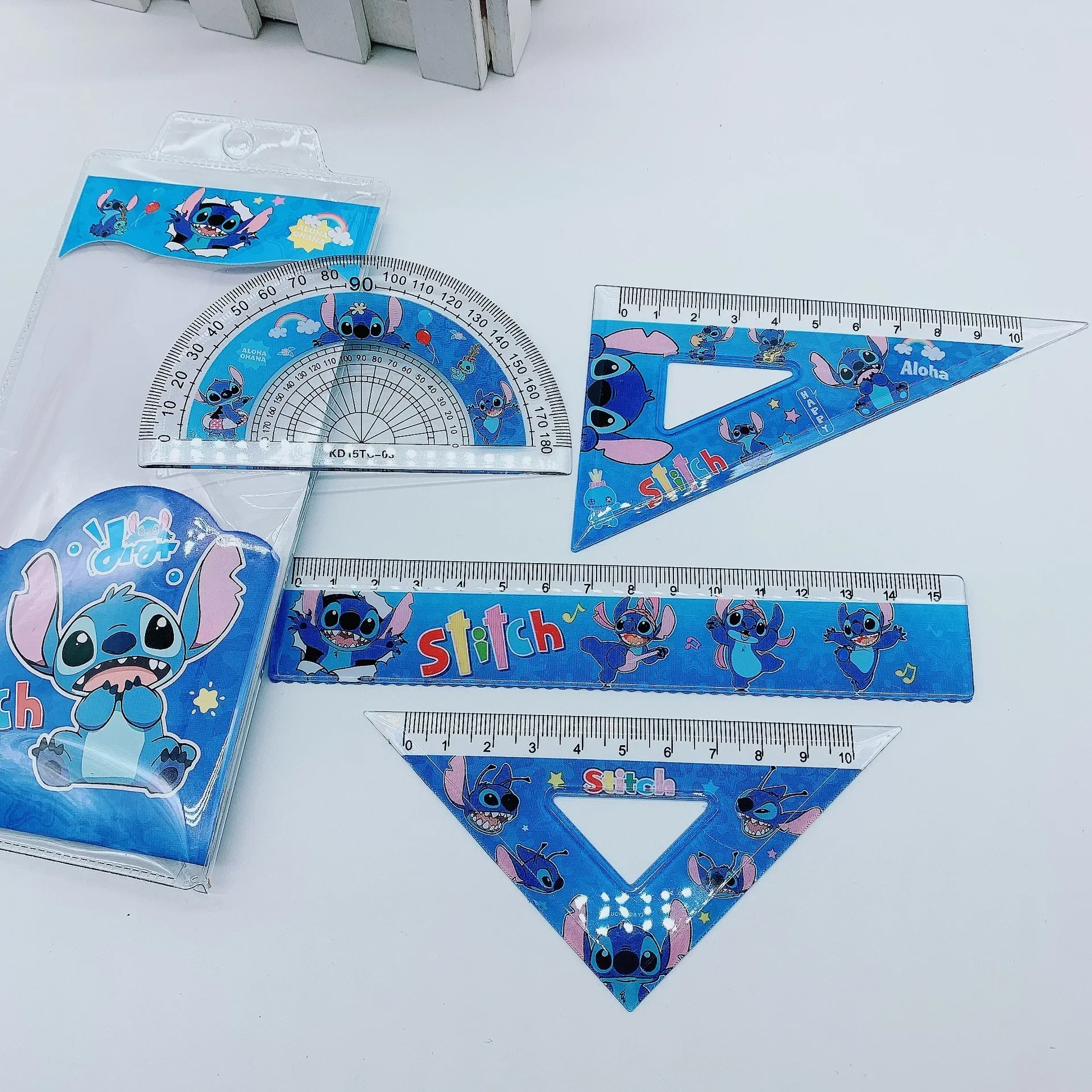 1 set Disney Stitch set di righelli creativi studente studio cancelleria righelli triangolo goniometro materiale scolastico regalo per bambini all'ingrosso