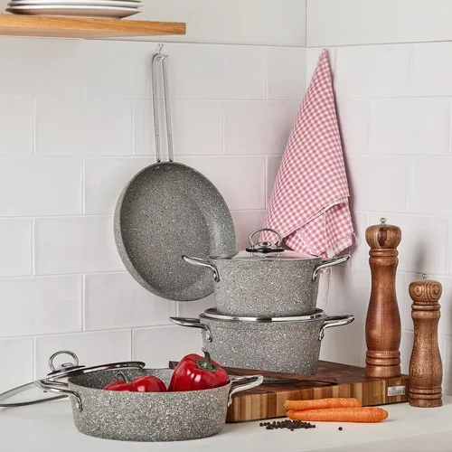 Cookplus Biogranit Alpha 7 Set Panci Baja Nude Antilengket Panci Dapur Baru Kualitas Tinggi Laris