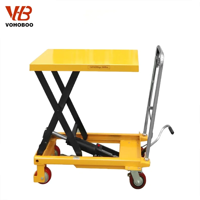 รถเข็นยกขากรรไกรแพลตฟอร์มยกมือถือขายราคาถูก 150 กก. 350 กก. 500 กก. 1,000 กก. โต๊ะยกไฮดรอลิก