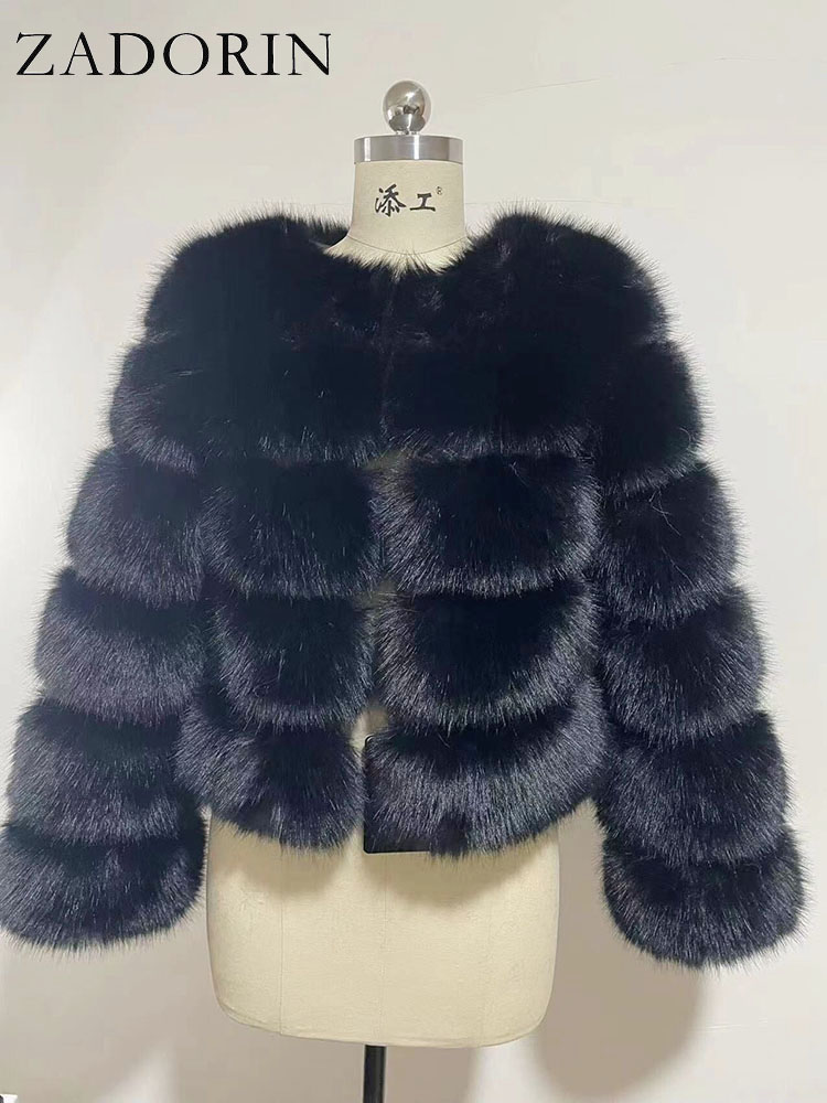 ZADORIN Long Sleeve Faux Fox Fur Coat Women Winter Fashion Thick Warm Fur Coats Outerwear Fake Fur Jacket Women Clothing