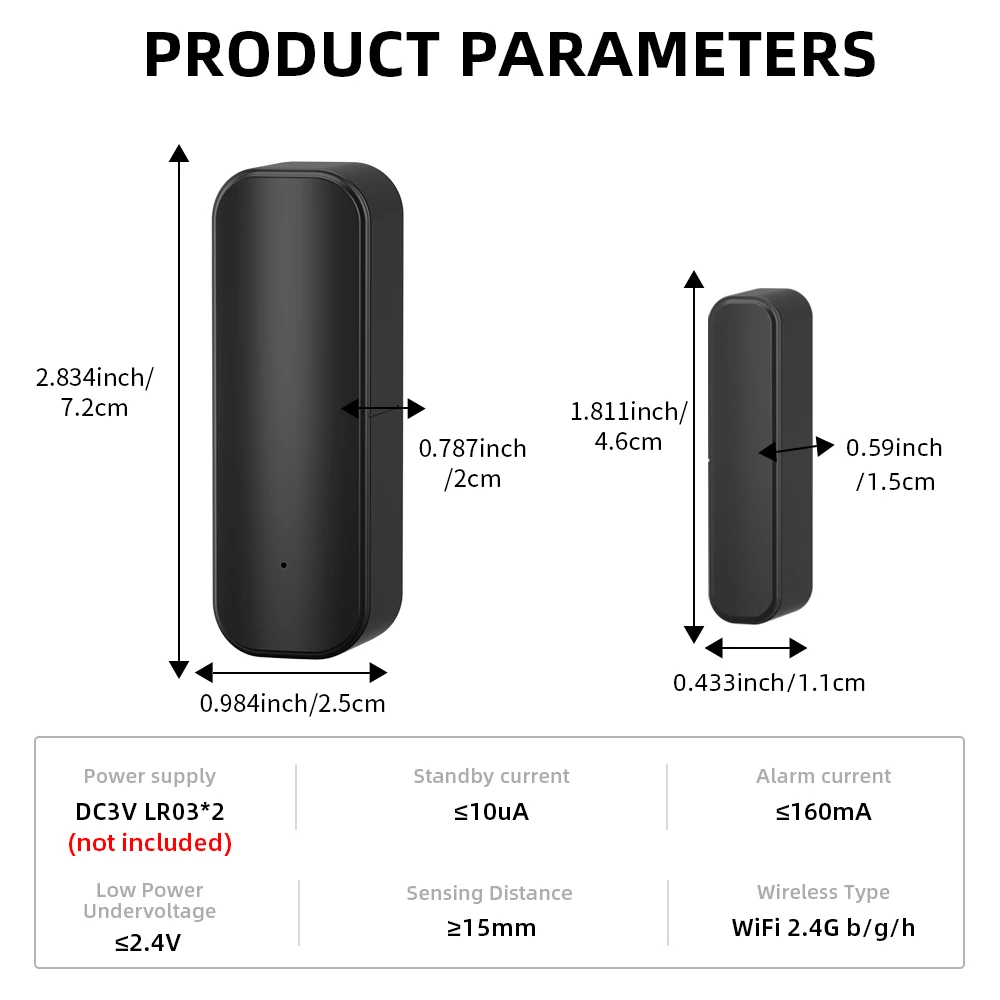 WiFi oder Zigbee Türsensor mit Tuya Smart Life APP Alarm Fenster Magnetsensor Detektor Drahtloser Haustürsensor