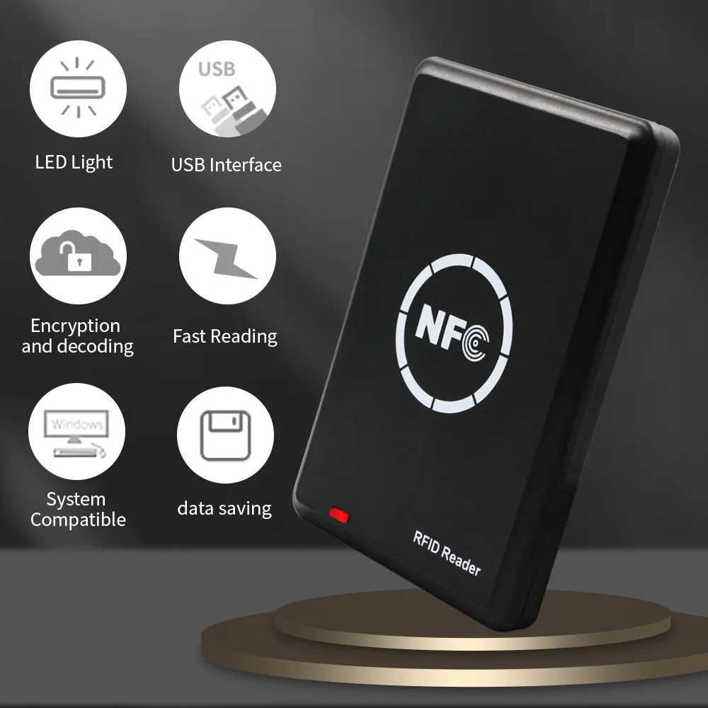 Frequências Múltiplas NFC Smart Card Reader, Gravador RFID, Copiadora Duplicadora, Fob USB, Cartão Chave Programador, Criptografia de Cópia, 125KHz, 13.56MHz