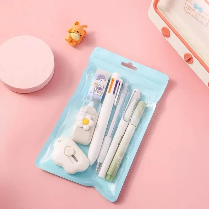 7-in-1 ชุดเครื่องเขียนของขวัญวันเกิด Back to School ของขวัญดินสอยางลบนักเรียนรางวัลโรงเรียนสํานักงานเทปแก้ไขเด็ก