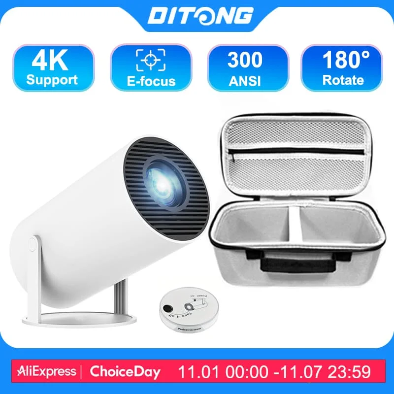 DITONG hy300 pro nuevo proyector 4K Android Wifi 1080P 1280*720P HD cine en casa vídeo portátil al aire libre películas led mini proyector