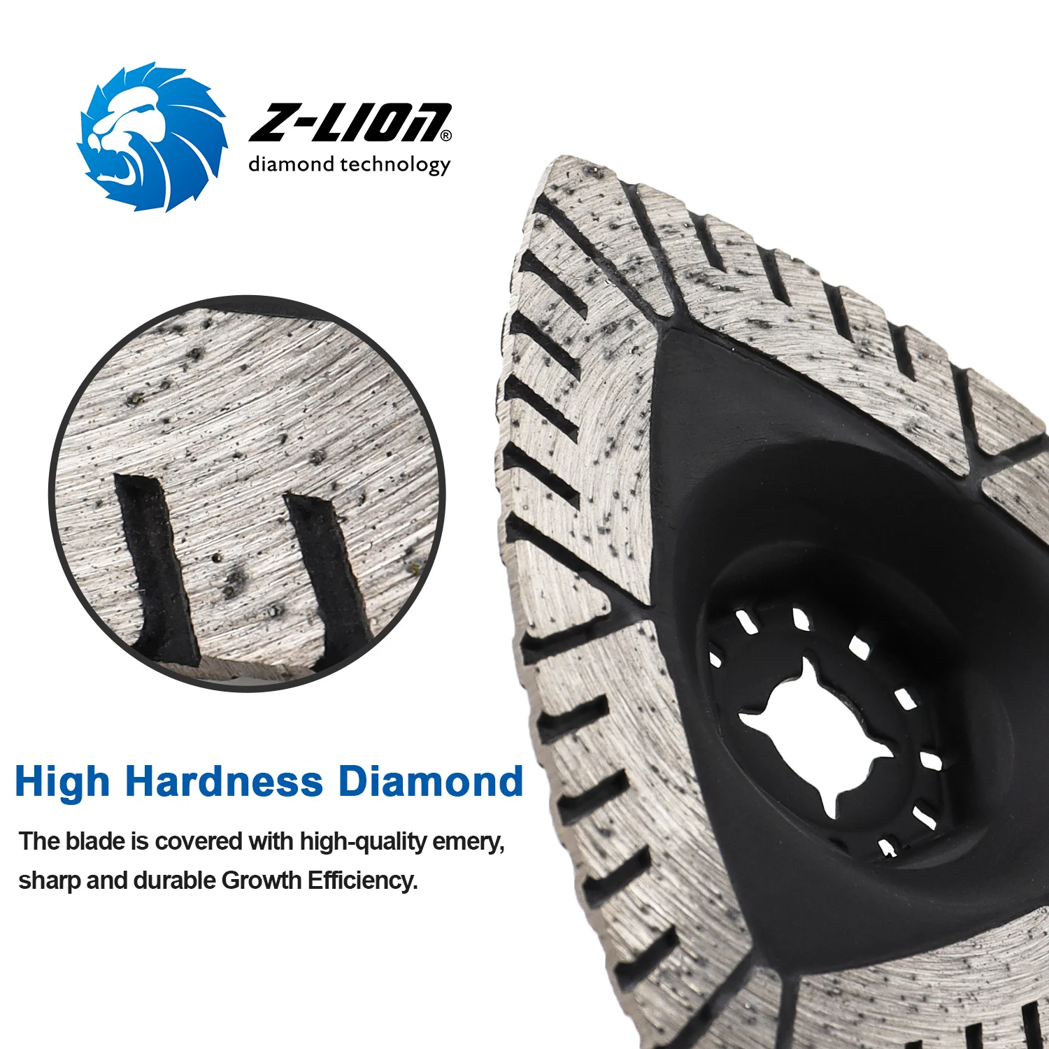 Z-LION 1 unidad de hoja de sierra triangular de disco de corte de diamante de 86mm para corte de mármol de azulejos de cerámica hojas de sierra multiherramienta escofina triangular