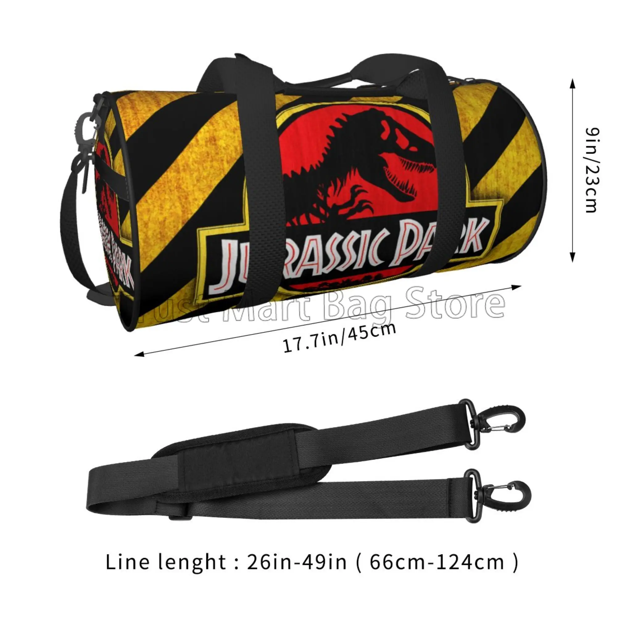 Jurassic Park Overnight Seesäcke, Wochenend-Handgepäcktasche, Gepäcktasche mit Reißverschluss zum Üben, Segeltuch-Reisetasche für Fitnessstudio, Sport