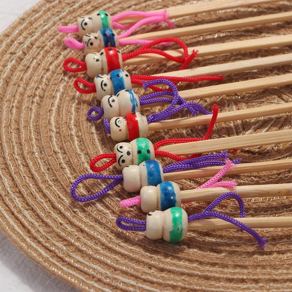 Mini Bamboo Ear Cleaner Tool, Cartoons artesanais, Boneca fofa, Removedor de cera, Palhetas de madeira, Cuidado da orelha, Ferramenta de saúde, 10pcs