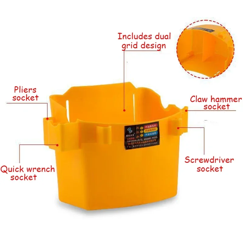 Multifunctional Waist Box Plastic Storage Box For Screw Hammer Pliers Hardware Parts Woodworking Waist Double Grid Tool Boxes