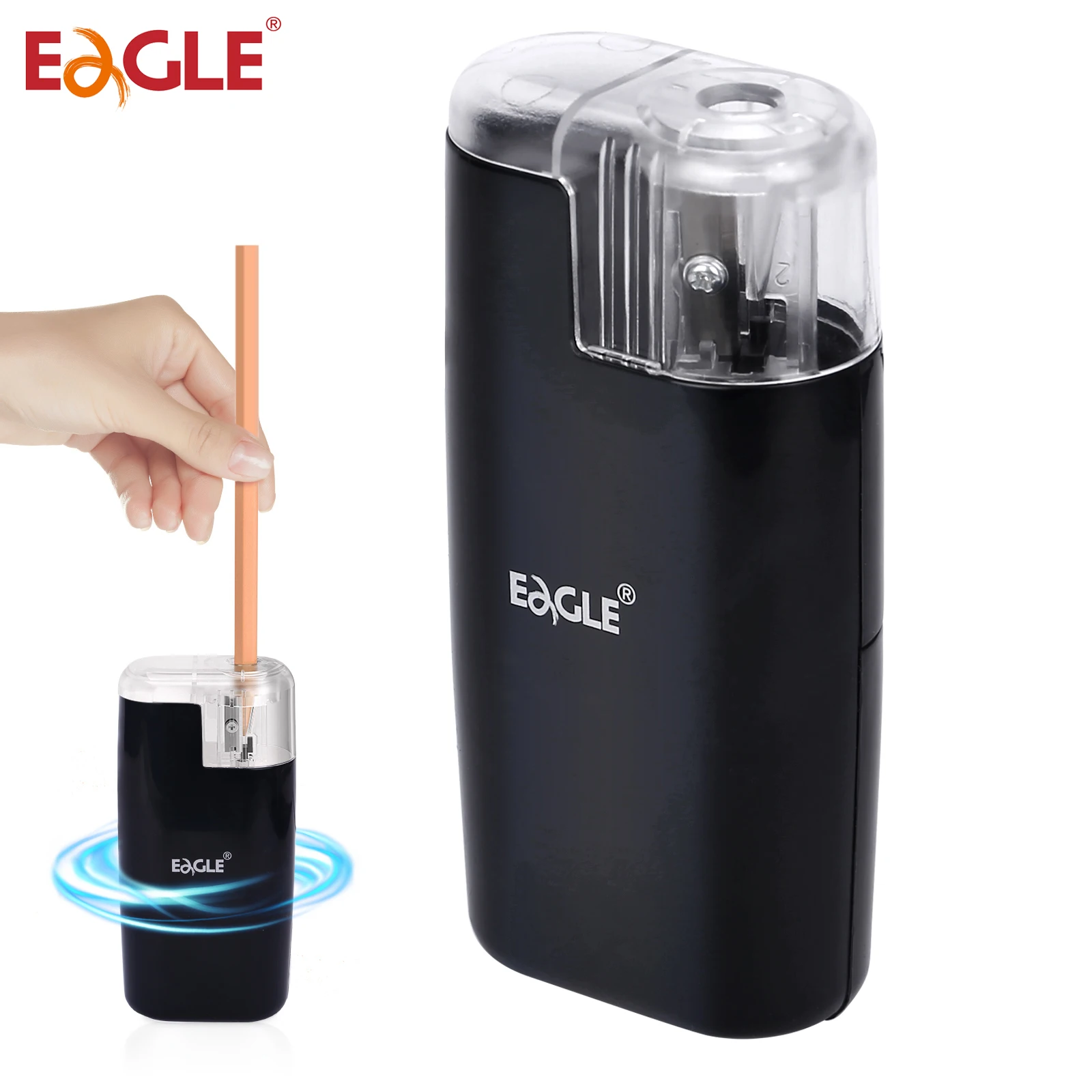 EAGLE Sacapuntas eléctrico para artistas Niños Adultos Lápices de colores Funciona con pilas, portátil, manual/eléctrico compatible
