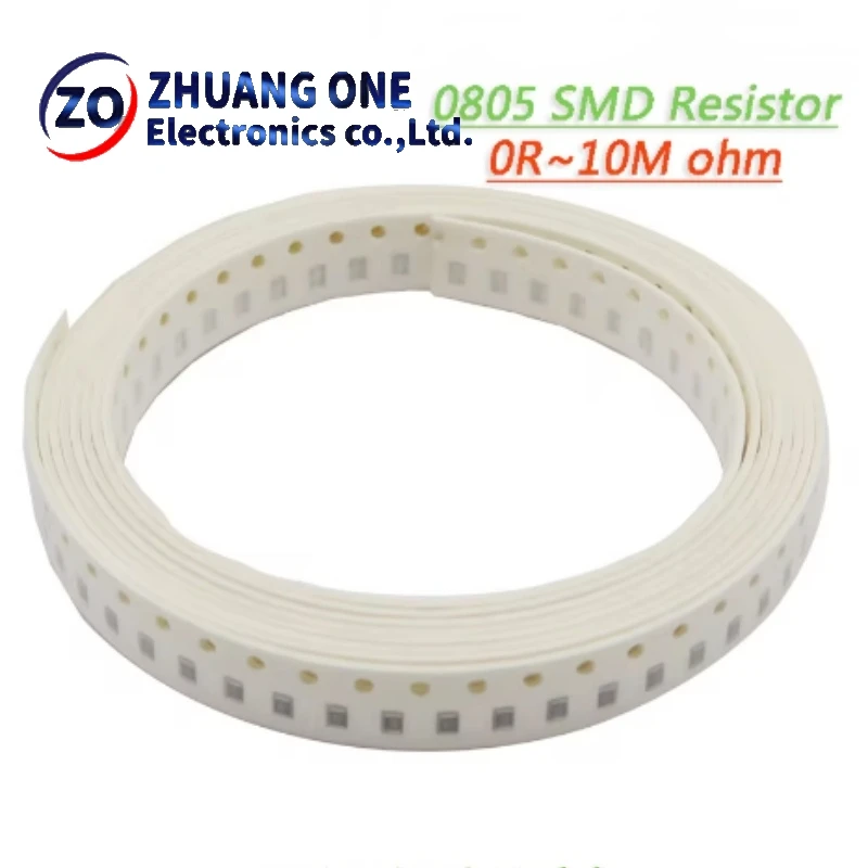 100pcs 1% 0805 SMD resistor 0R ~ 10M 1/8W 0 0.1 1 10 100 150 220 330 ohm 1K 2.2K 4.7K 10K 100K 1R 10R 100R 150R 220R 330R 1M 10M
