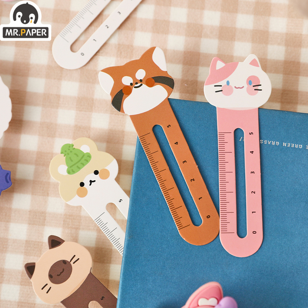 Mr. Giấy 30 Cái/hộp Hoạt Hình Hình Dấu Gấu Mèo Con Sinh Viên Thước Bookmark Đánh Dấu Sinh Viên Tiếp Liệu