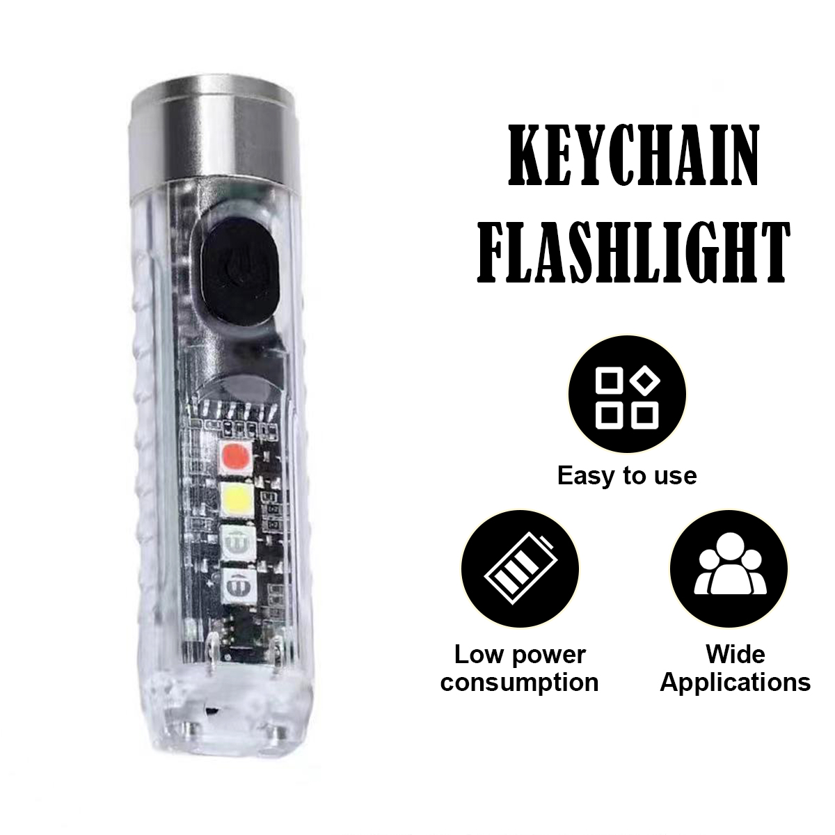 1PCS Rechargeable Mini Keychain Flashlight with 10 Modes and Magnetic Base - Ideal for Camping and Outdoor Activities