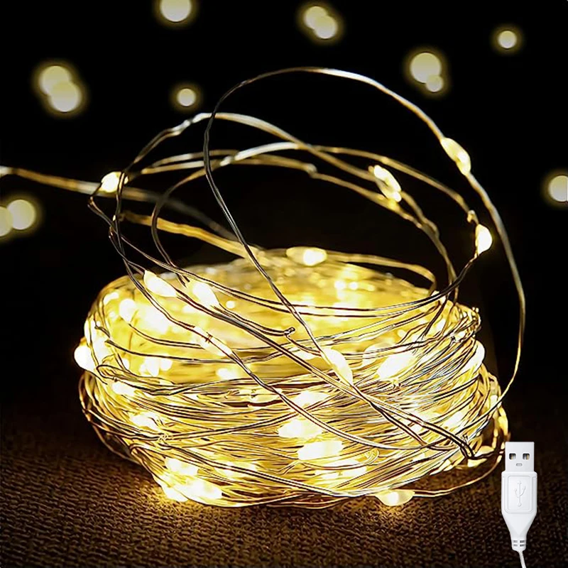 LED Fee Lichterketten USB Kupferdraht Firefly Girlande Licht für Zuhause Schlafzimmer Geburtstagsgeschenk Hochzeit Party Urlaub Dekoration