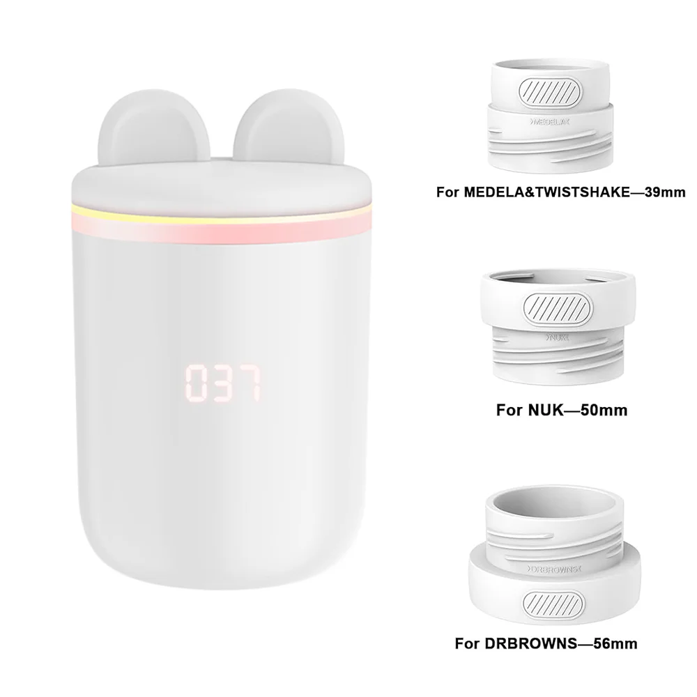 Aquecedor de mamadeira portátil BornBL N1S, aquecedor de leite para viagem de aquecimento rápido, aquecedor de leite materno de 8800mAh On The Go com 3 adaptadores