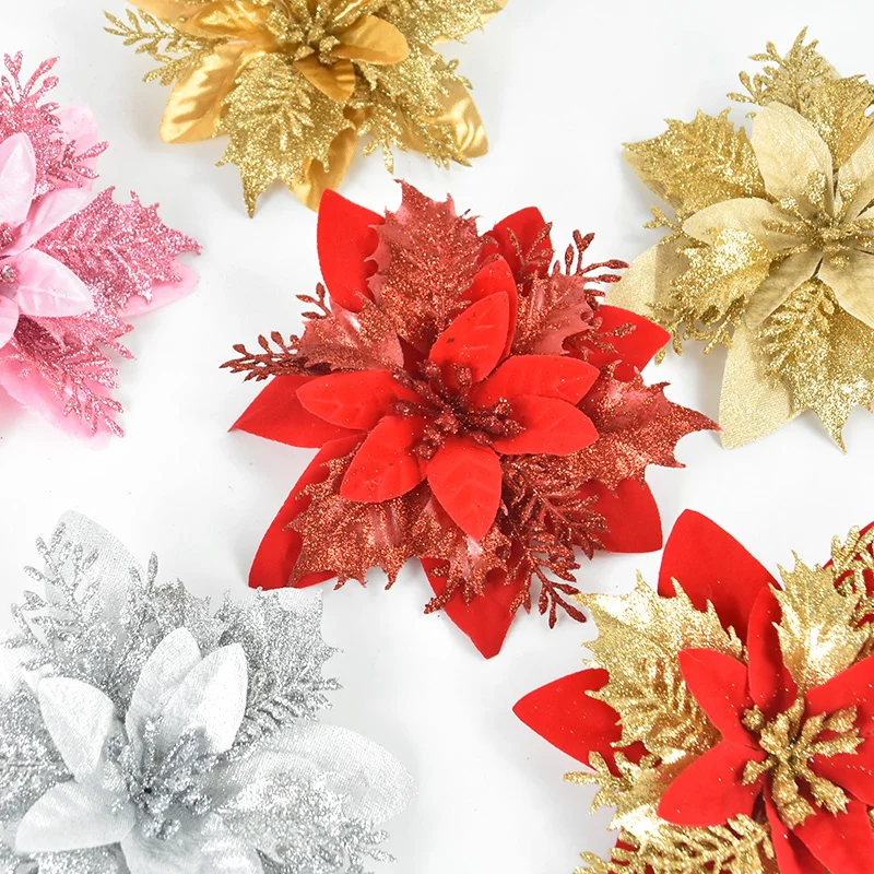 10/5 Chiếc 14Cm Lấp Lánh Nhân Tạo Giáng Sinh Hoa Quà Giáng Cây Đồ Trang Trí Merry Đồ Dùng Trang Trí Giáng Sinh Cho Gia Đình Năm Mới tặng Navidad