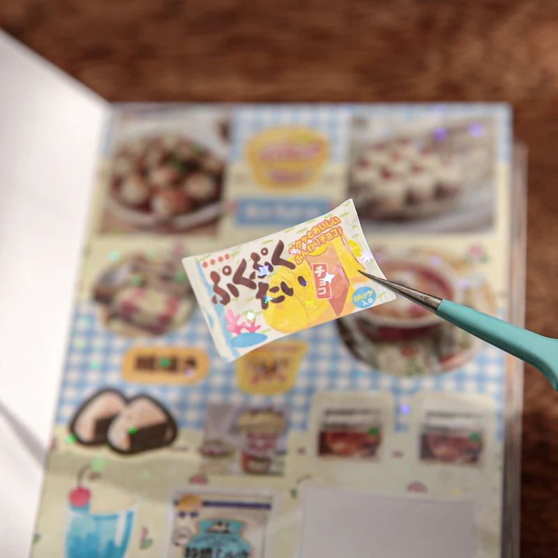 Kawaii papelaria adesivos japonês showa sabor flash filme corte adesivos livro scrapbook diy material decorativo adesivos