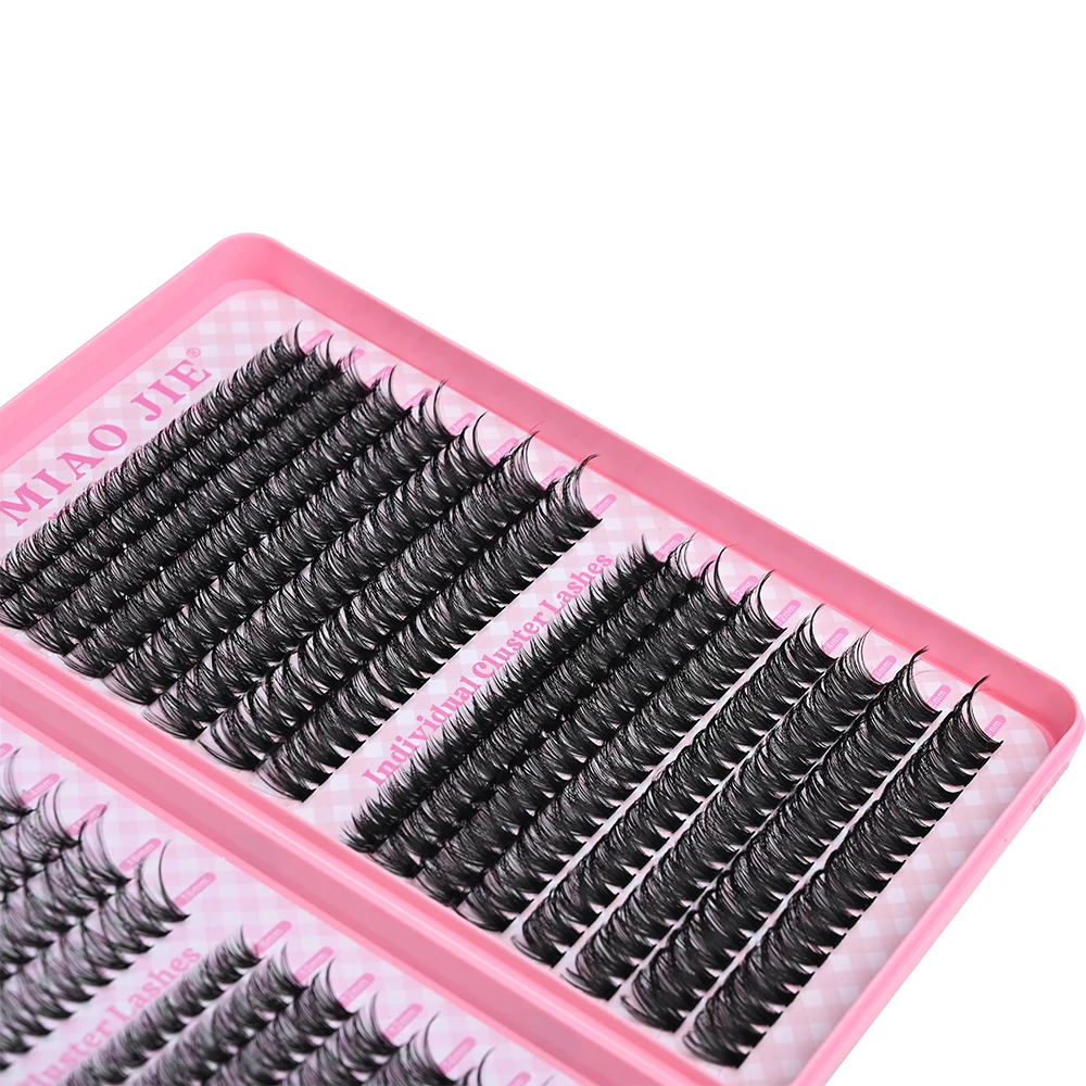 Miaojie kit de extensão de cílios diy, 720 peças, clusters de cílios individuais, kit com ligação e vedação de cílios, cílios naturais finos