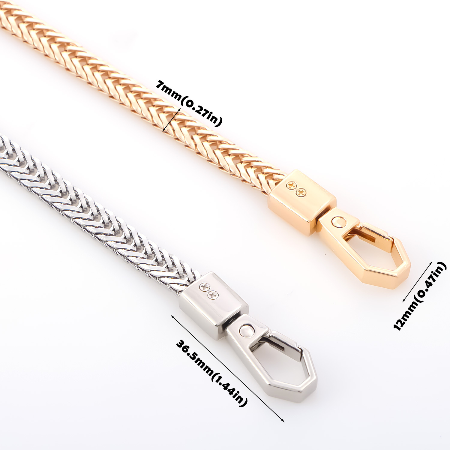 Snake Bag Chains Tas Chain Strap Vervanging 7 mm brede platte kettingriem Metalen kettingen voor portemonnee Tote Bag Schoudertas Crossbody Tas