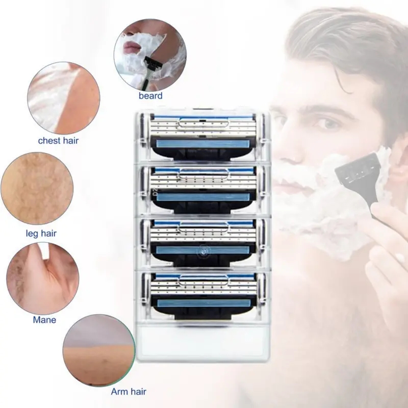 3-Layer Stainless Steel Manual Shaver, Men's Safety Shaver Blade, Sharp Blade Replaceable Blade