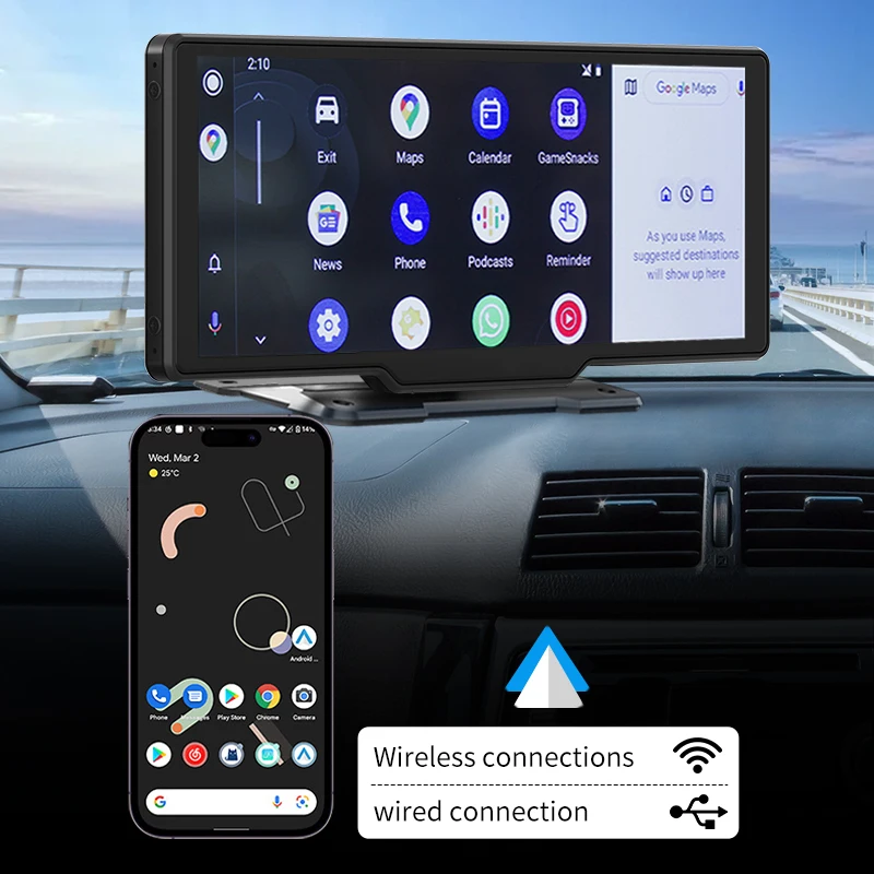 XUDA reproductor multimedia con pantalla táctil de 10,26 pulgadas para coche, Radio portátil con Bluetooth, Carplay, MP5, inalámbrico, para Apple o Android