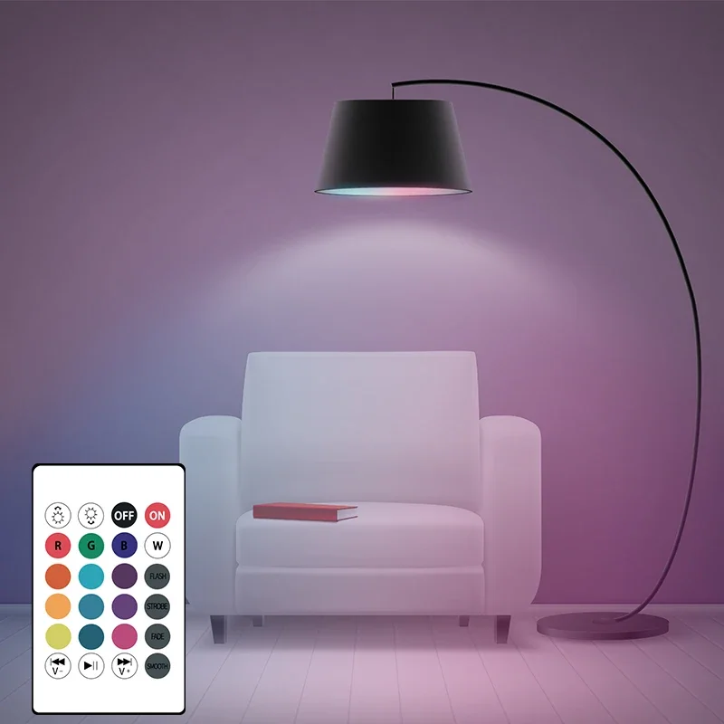 Żarówka LED E27 12W RGBW z Podczerwienią, Sterowana Pilotem, Regulacja Kolorów, Odtwarzacz Muzyki, Lampka Nastrojowa do Sypialni, Wnętrz
