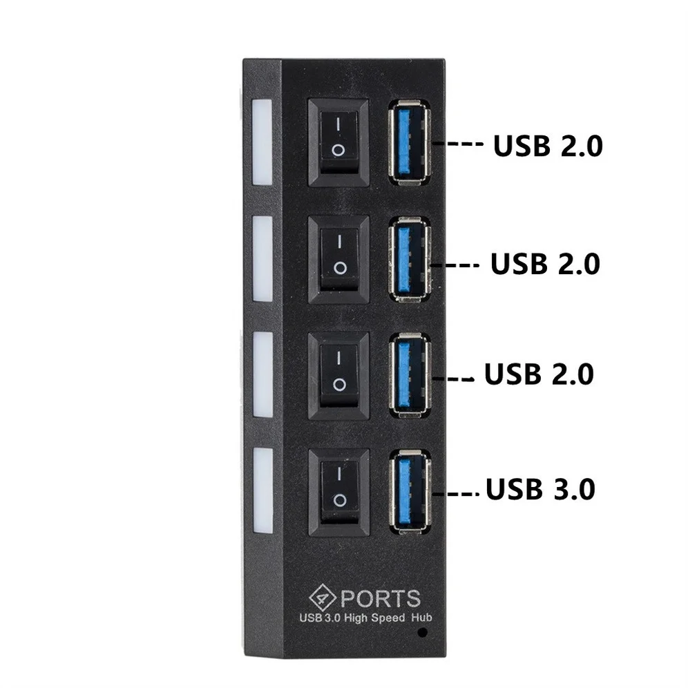 Hub USB 3,0, divisor de concentrador USB, concentrador Multi USB 3,0, divisor de concentrador de 4/7 puertos múltiples con adaptador de corriente, accesorios de ordenador Hub para PC