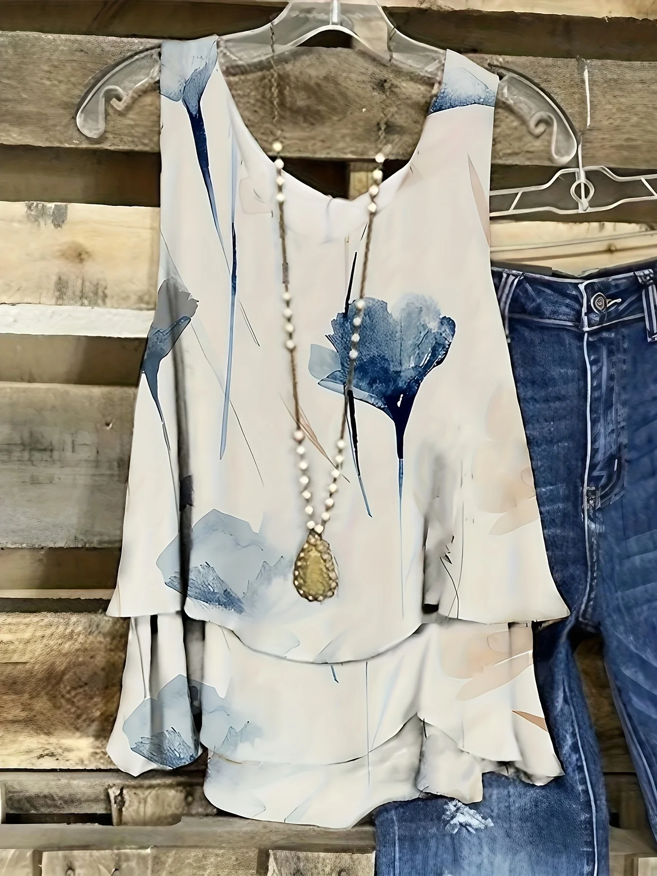 Plus Size damesvest met print, licht elastisch polyester, casual bloementop T-shirt 2025, lente en zomer nieuw