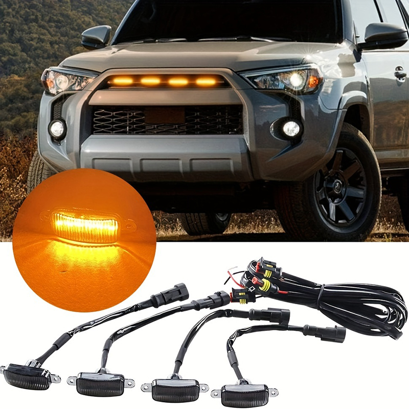 Lumières universelles de calandre avant de voiture à LED, feu de gril blanc ambre fumé, couvercle de pare-chocs avant, lampe pour coffre tout-terrain, éclairage à LED SUV
