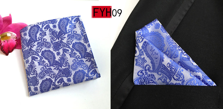 ผ้าเช็ดหน้าลาย Paisley แบบคลาสสิกสำหรับผู้ชายงานเลี้ยงธุรกิจสำนักงานอุปกรณ์ของขวัญงานแต่งงานสีชมพูสีเหลืองกระเป๋าสี่เหลี่ยม