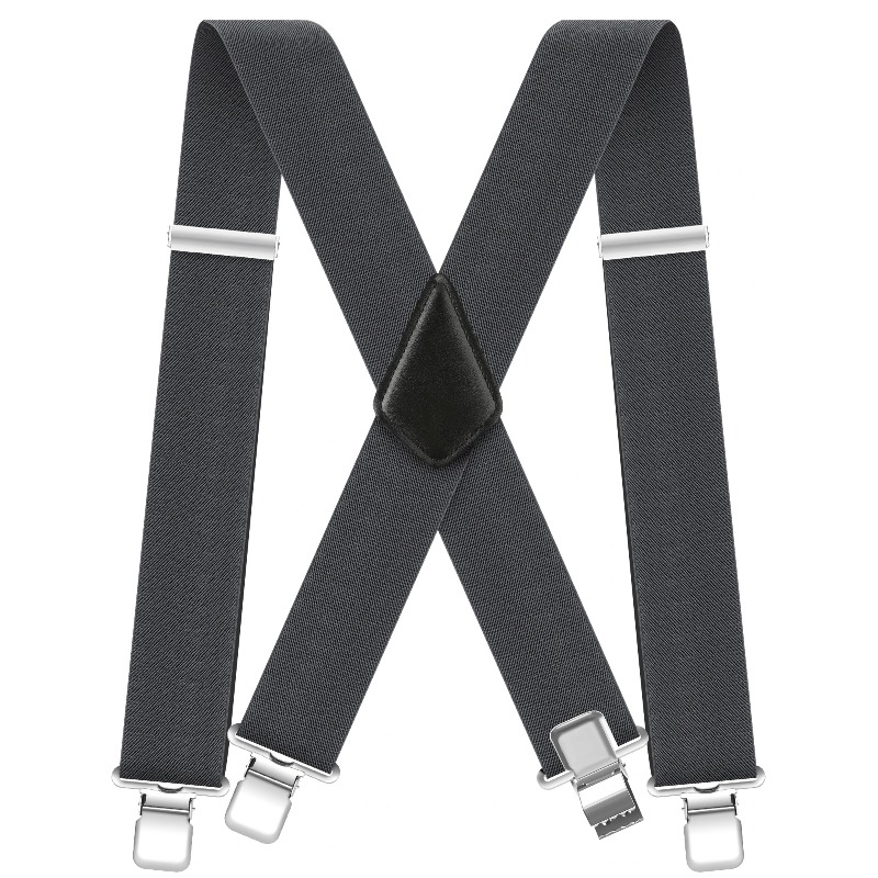 Men's Heavy-Duty 2-Inch Wide Adjustable Elastic Work Suspenders with Sturdy Clips X-Back Design for Durable Support