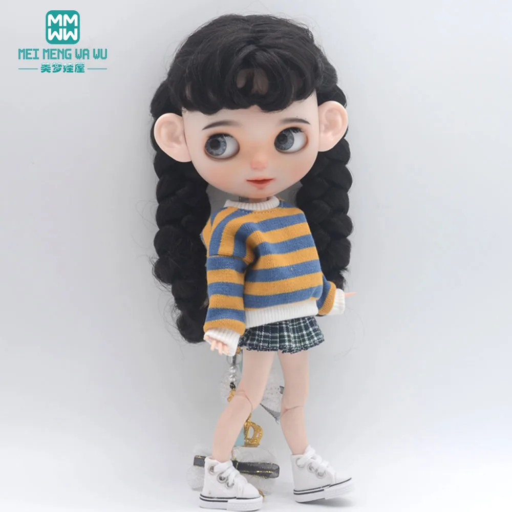 Ropa para muñeca, conjunto de suéter de moda de tres piezas compatible con accesorios para muñeca Blyth Azone OB22 OB24