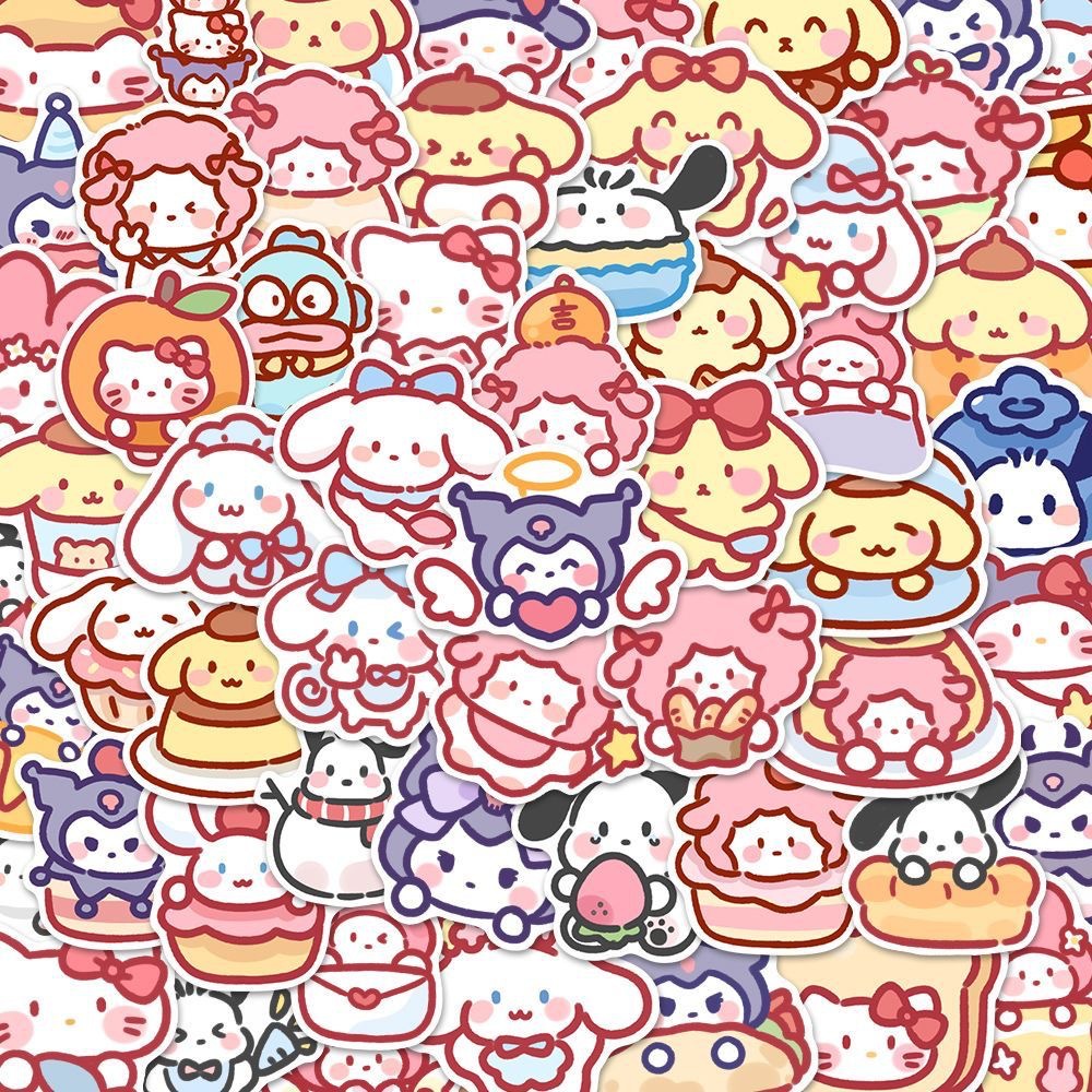 100 pçs bonito dos desenhos animados sanrio adesivos minha melodia kuromi bolsa decoração adesivos cinnamoroll presente das crianças adesivo saco