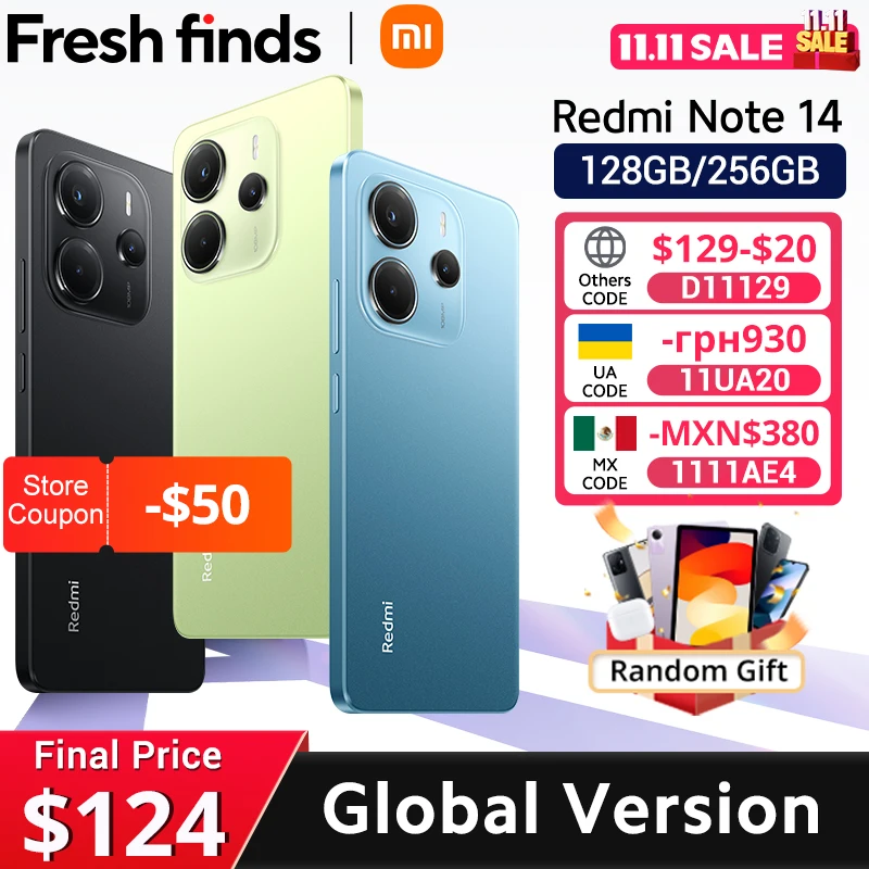 【Мировая премьера】Глобальная версия Xiaomi Redmi Note 14 MediaTek Helio G99-Ультра-камера 5500 мАч 6,67 дюйма AMOLED 120 Гц Дисплей 108MP A