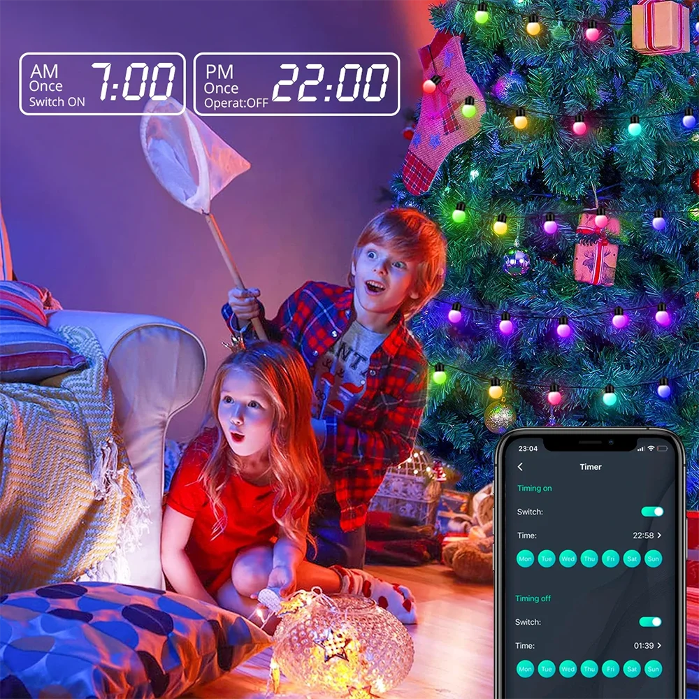 Stringa di luci a LED USB DC5V Colore sognante RGB IC LED Luce a sfera rotonda Luce natalizia per feste di compleanno