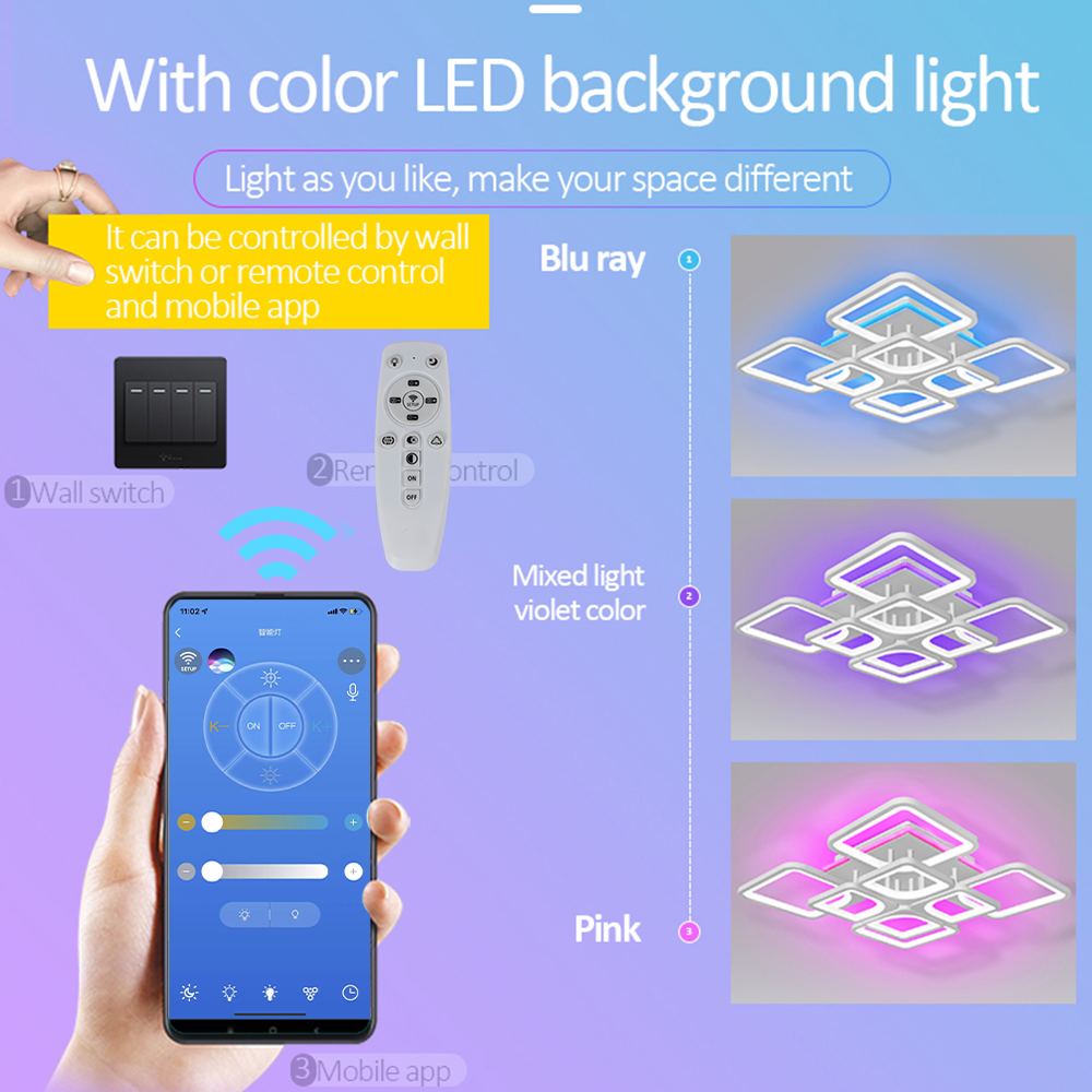 IRalan quadratische Metall Smart Decken leuchte dimmbare LED-Licht mit Fernbedienung Glanz Innen beleuchtung für Wohnzimmer Dekor