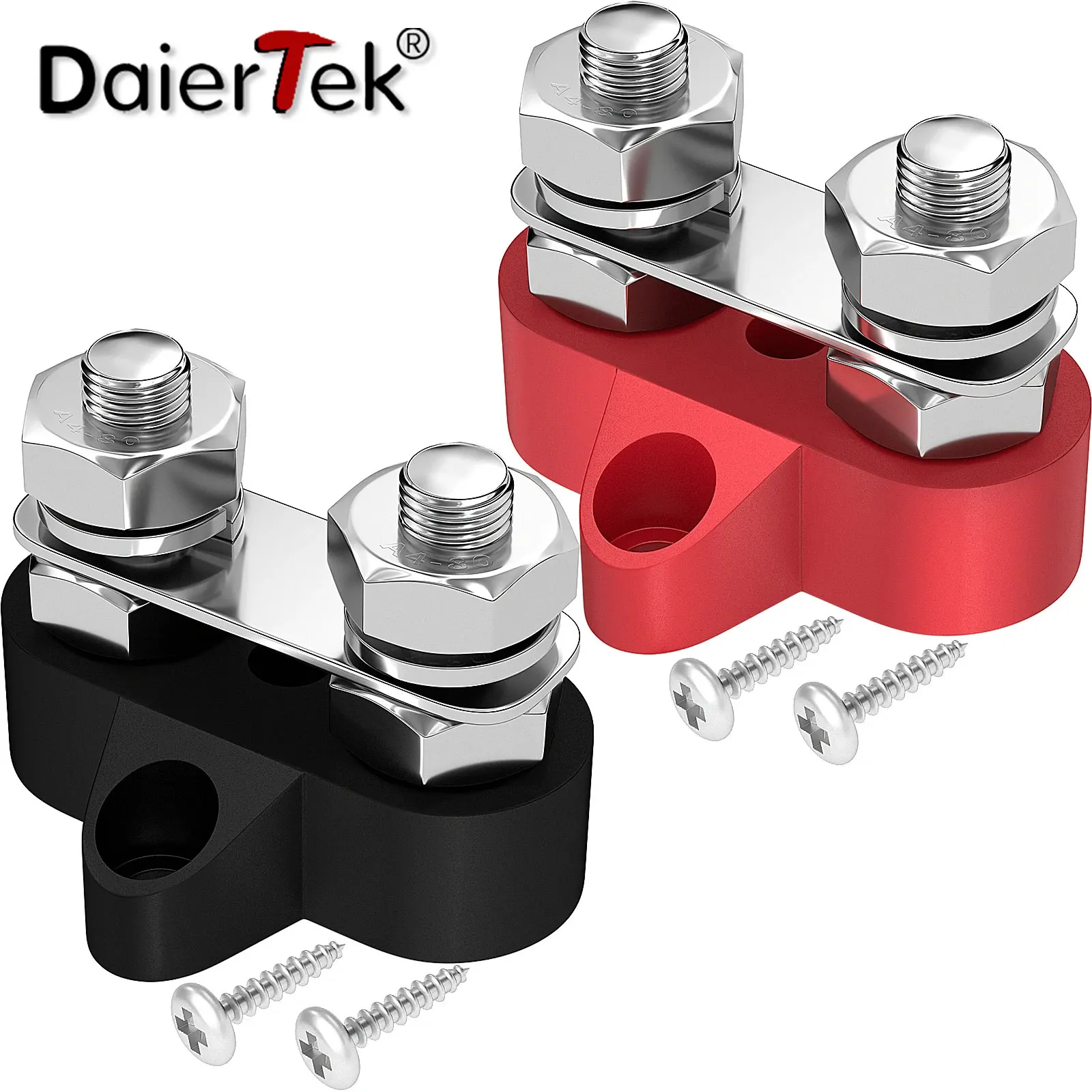 DaierTek 5/16 インチ端子台スタッド M8 48V ジャンクションブロックバスバー絶縁デュアル配電スタッド正負 RV