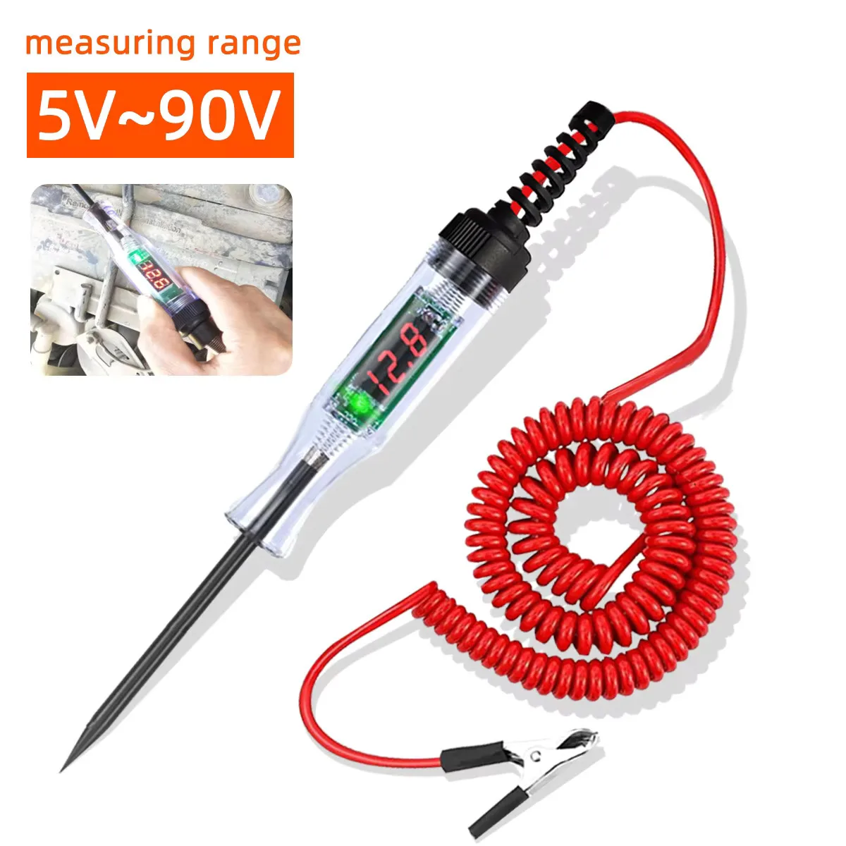 Probador de circuito de voltaje para coche y camión, pluma de prueba de sonda de diagnóstico de coche, bombilla, pluma medidora eléctrica, herramientas de reparación, 6V, 12V, 24V